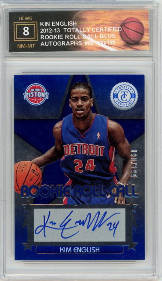 2012-13 Totally Certified Rookie Roll Call Blue Auto Kim English Graded HCWG 8 Image 1