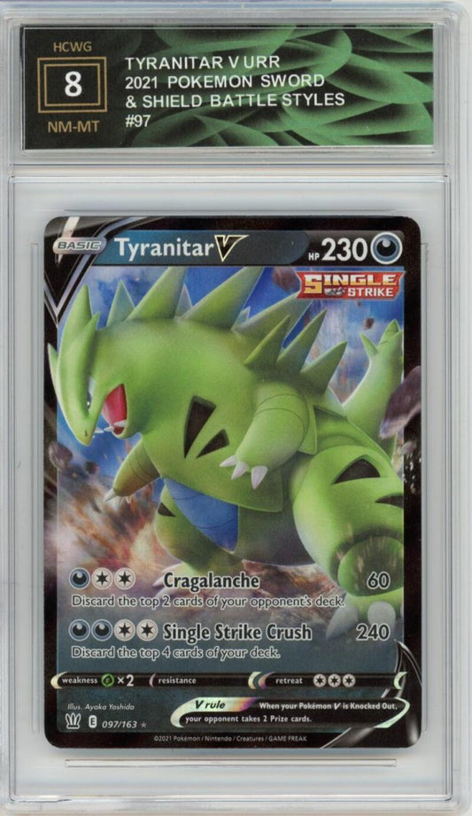 2021 Pokemon Sword & Shield Battle Styles #97 Tyranitar V URR HCWG 8 Image 1
