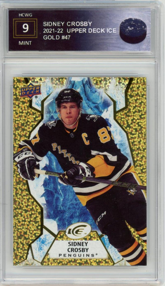 2021-22 Upper Deck Ice Gold #47 Sidney Crosby Graded Mint HCWG 9 Image 1