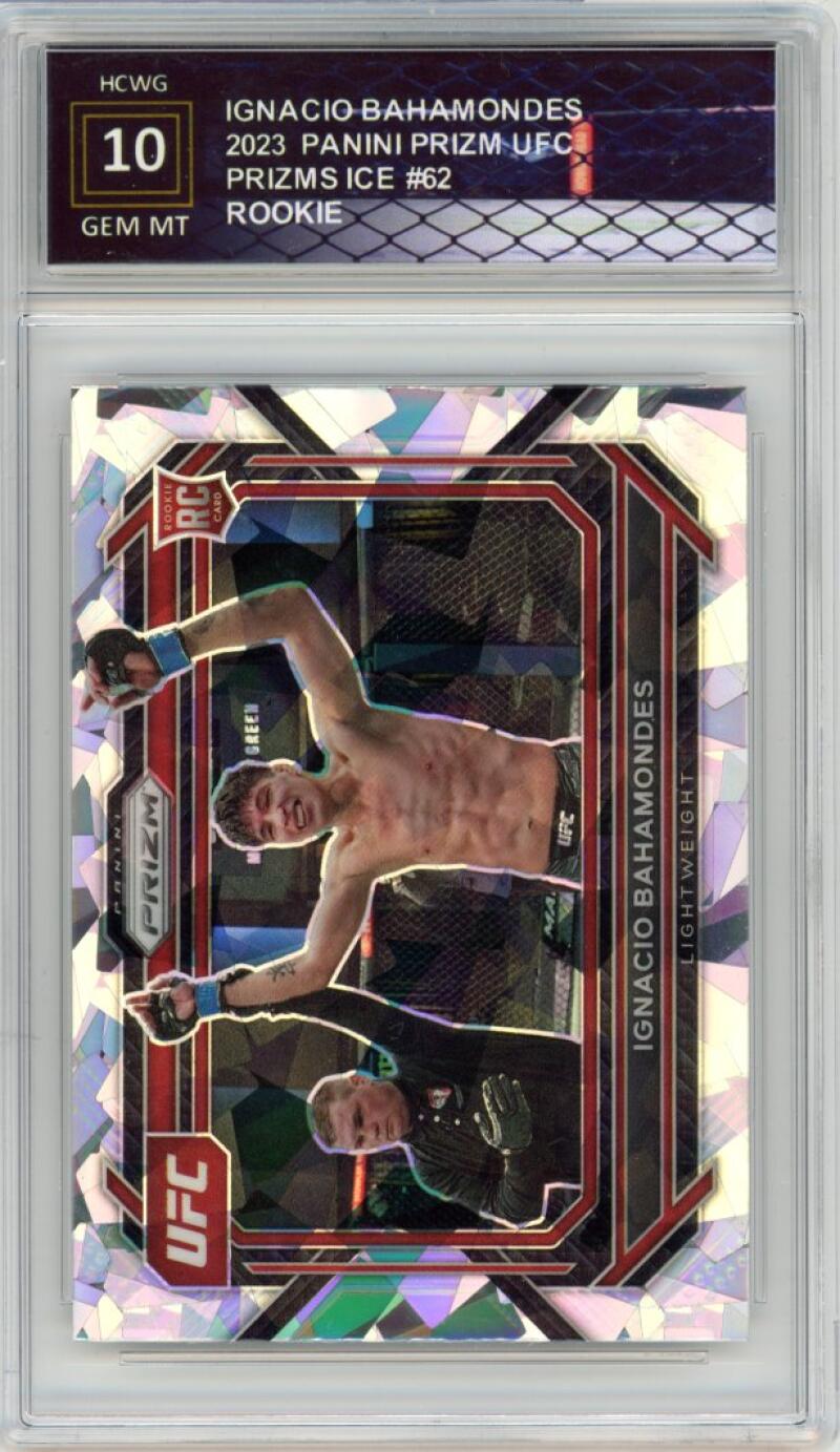 2023 Panini Prizm UFC Prizms Ice #62 Ignacio Bahamondes Rookie Gem Mint HCWG 10 Image 1