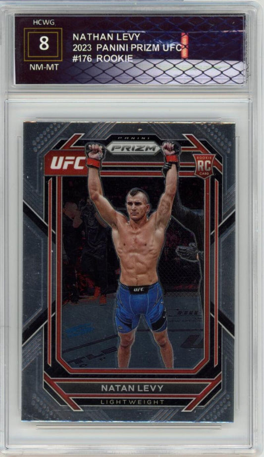 2023 Panini Prizm UFC #176 Nathan Levy Rookie RC NM-MT Graded HCWG 8 Image 1