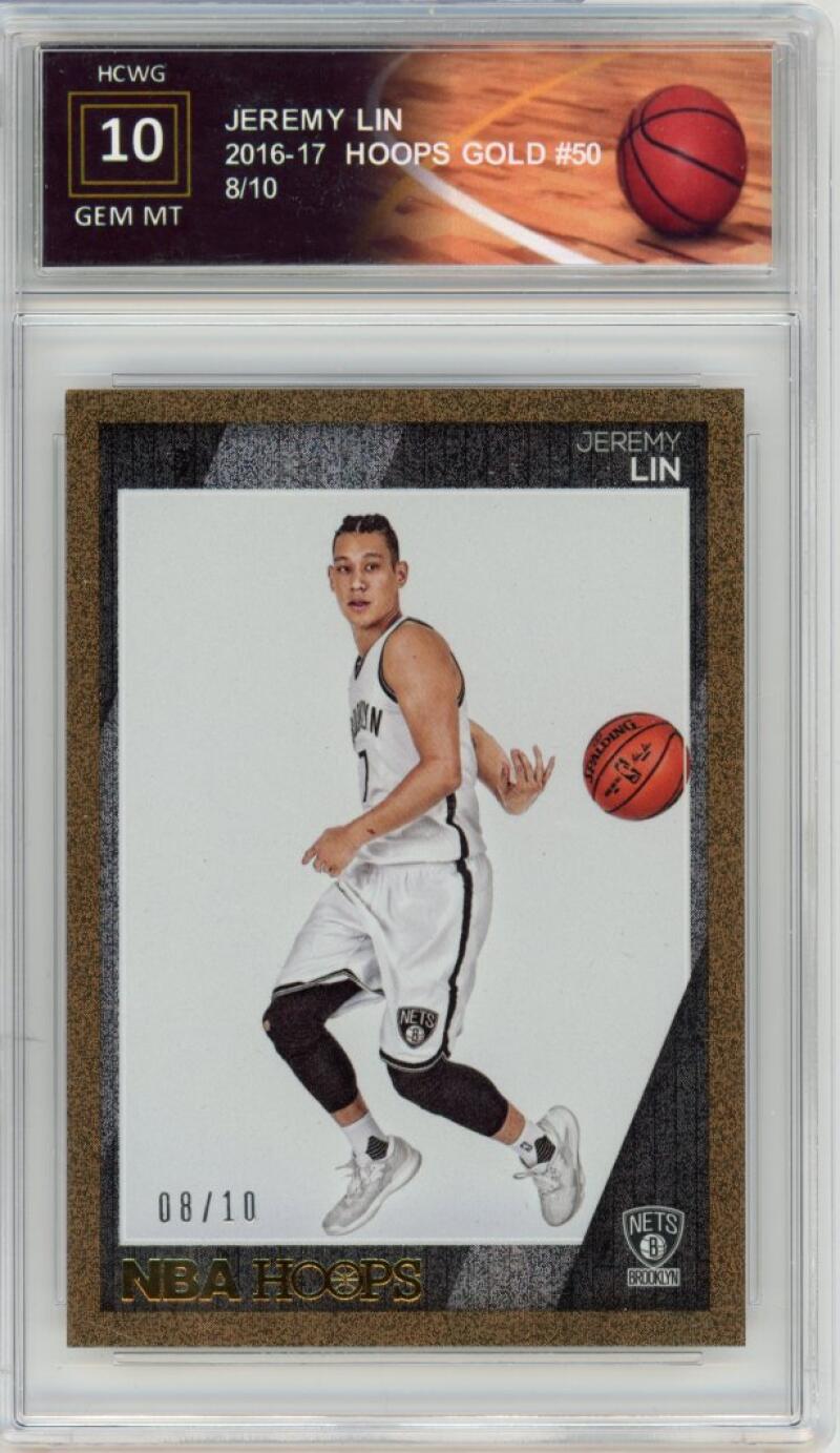 2016-17 Panini NBA Hoops Gold #50 Jeremy Lin 8/10 Gem Mt Graded HCWG 10 Image 1