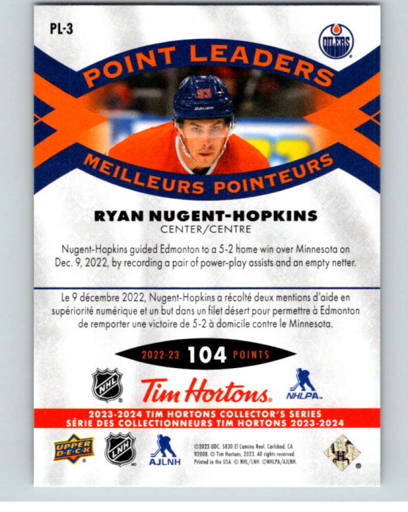 2023-24 UD  Tim Hortons Point Leaders #PL-3 Ryan Nugent-Hopkins  Edmonton  V96246 Image 2