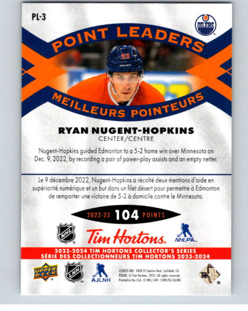 2023-24 UD  Tim Hortons Point Leaders #PL-3 Ryan Nugent-Hopkins  Edmonton  V96247 Image 2