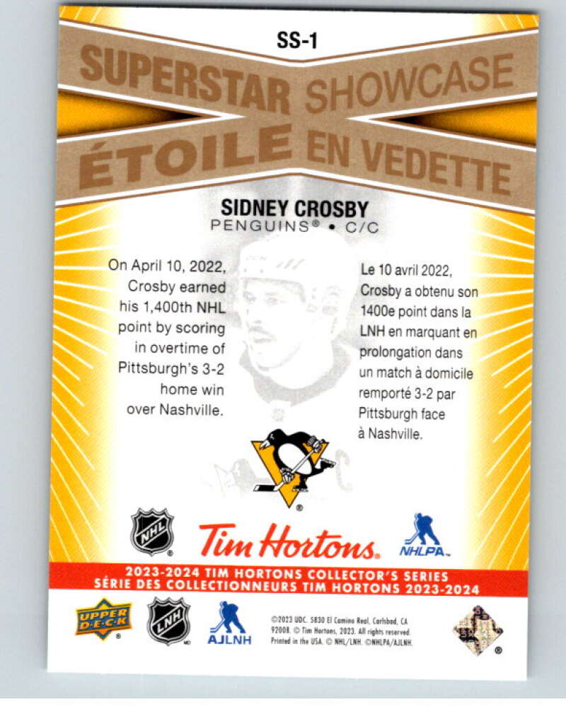 2023-24 UD Tim Hortons Superstar Showcase #SS-1 Sidney Crosby Pittsburgh   V96317 Image 2