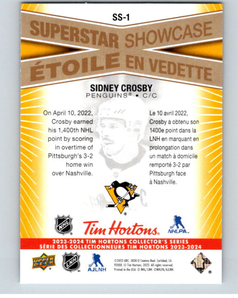 2023-24 UD Tim Hortons Superstar Showcase #SS-1 Sidney Crosby Pittsburgh  V96319 Image 2