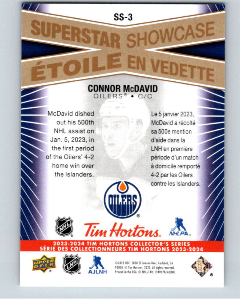 2023-24 UD Tim Hortons Superstar Showcase #SS-3 Connor McDavid Oilers  V96323 Image 2