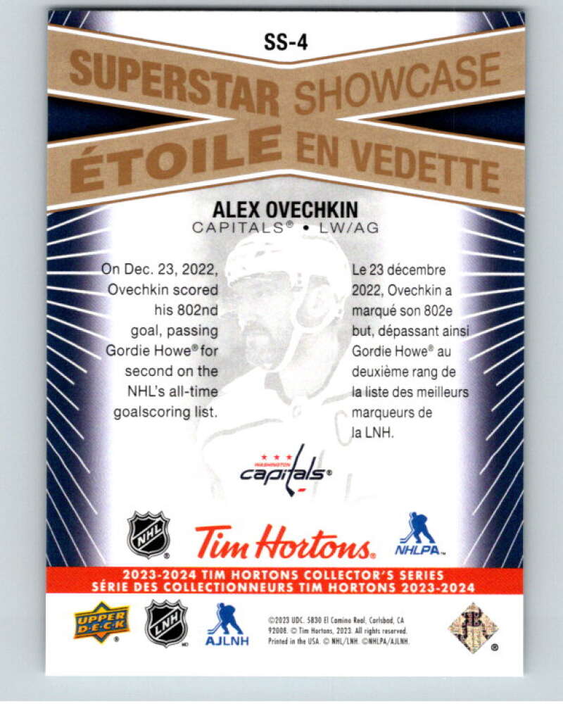 2023-24 UD Tim Hortons Superstar Showcase #SS-4 Alex Ovechkin  Washington  V96326 Image 2