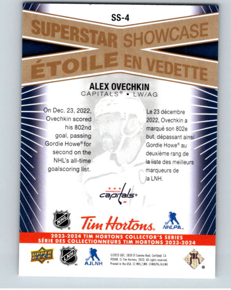 2023-24 UD Tim Hortons Superstar Showcase #SS-4 Alex Ovechkin  Washington  V96327 Image 2