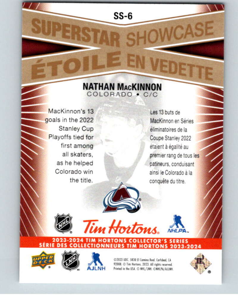 2023-24 UD Tim Hortons Superstar Showcase #SS-6 Nathan MacKinnon Colorado  V96331 Image 2