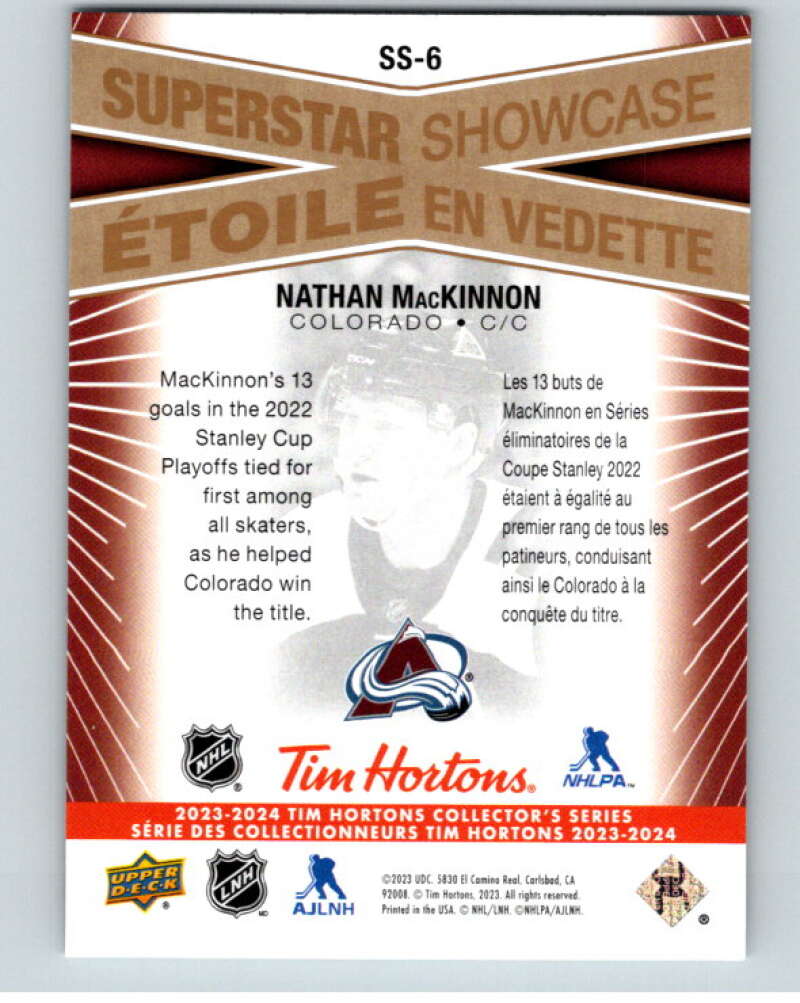2023-24 UD Tim Hortons Superstar Showcase #SS-6 Nathan MacKinnon Colorado  V96332 Image 2