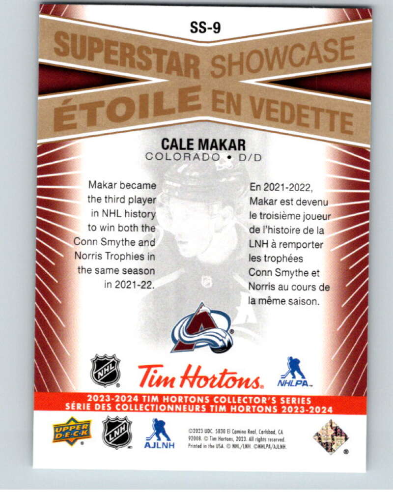 2023-24 UD Tim Hortons Superstar Showcase #SS-9 Cale Makar Avalanche  V96336 Image 2