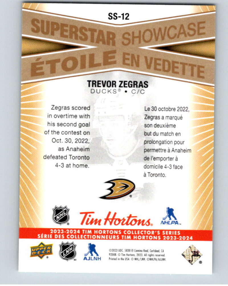 2023-24 UD Tim Hortons Superstar Showcase #SS-12 Trevor Zegras Ducks  V96344 Image 2