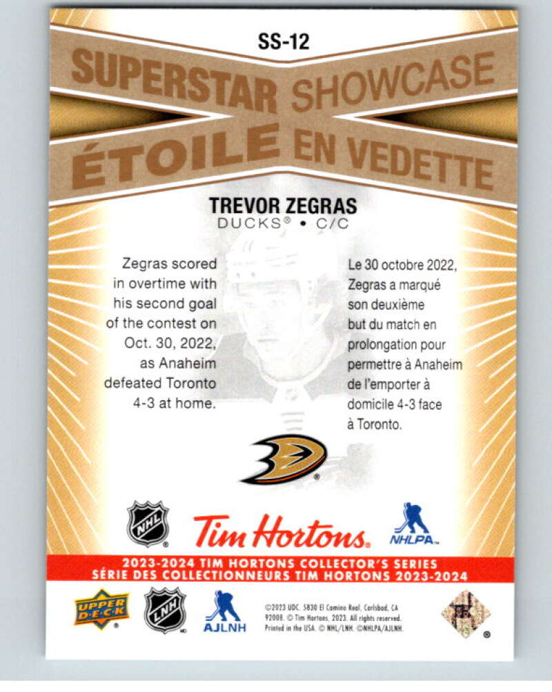 2023-24 UD Tim Hortons Superstar Showcase #SS-12 Trevor Zegras Ducks  V96346 Image 2