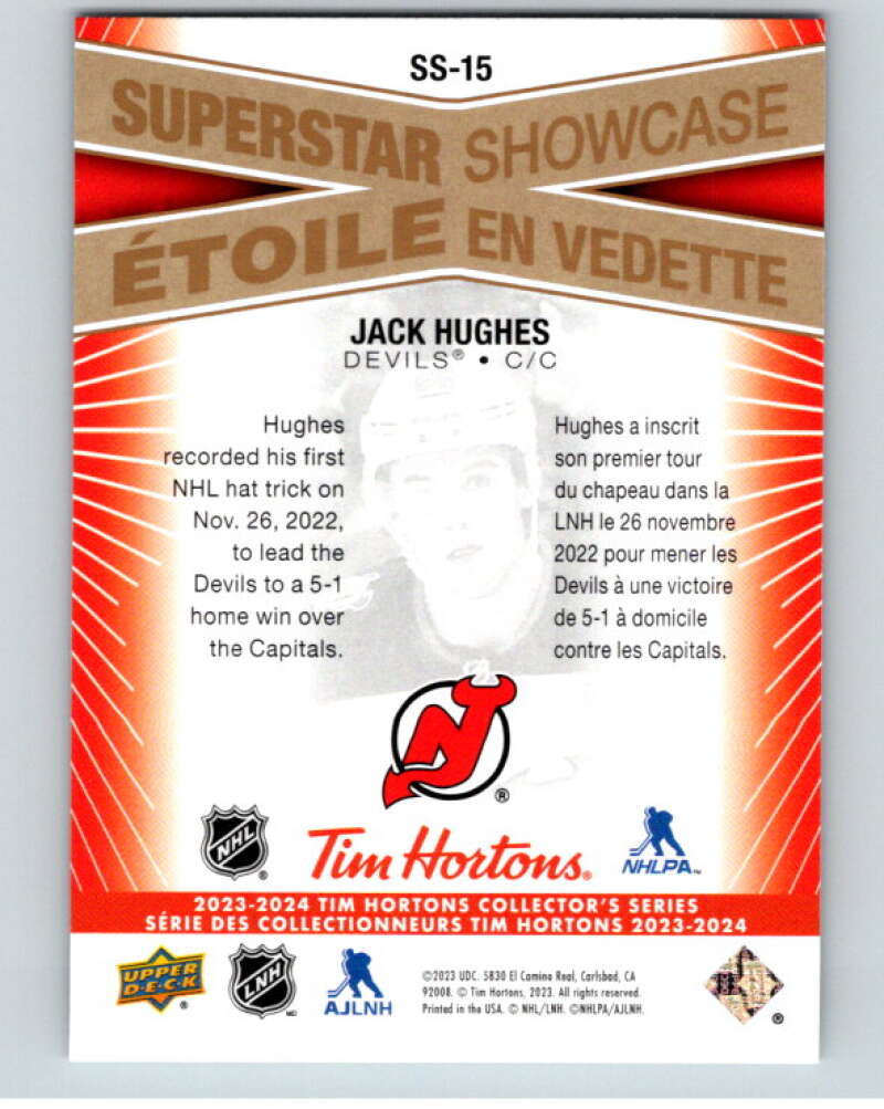 2023-24 UD Tim Hortons Superstar Showcase #SS-15 Jack Hughes Devils  V96353 Image 2