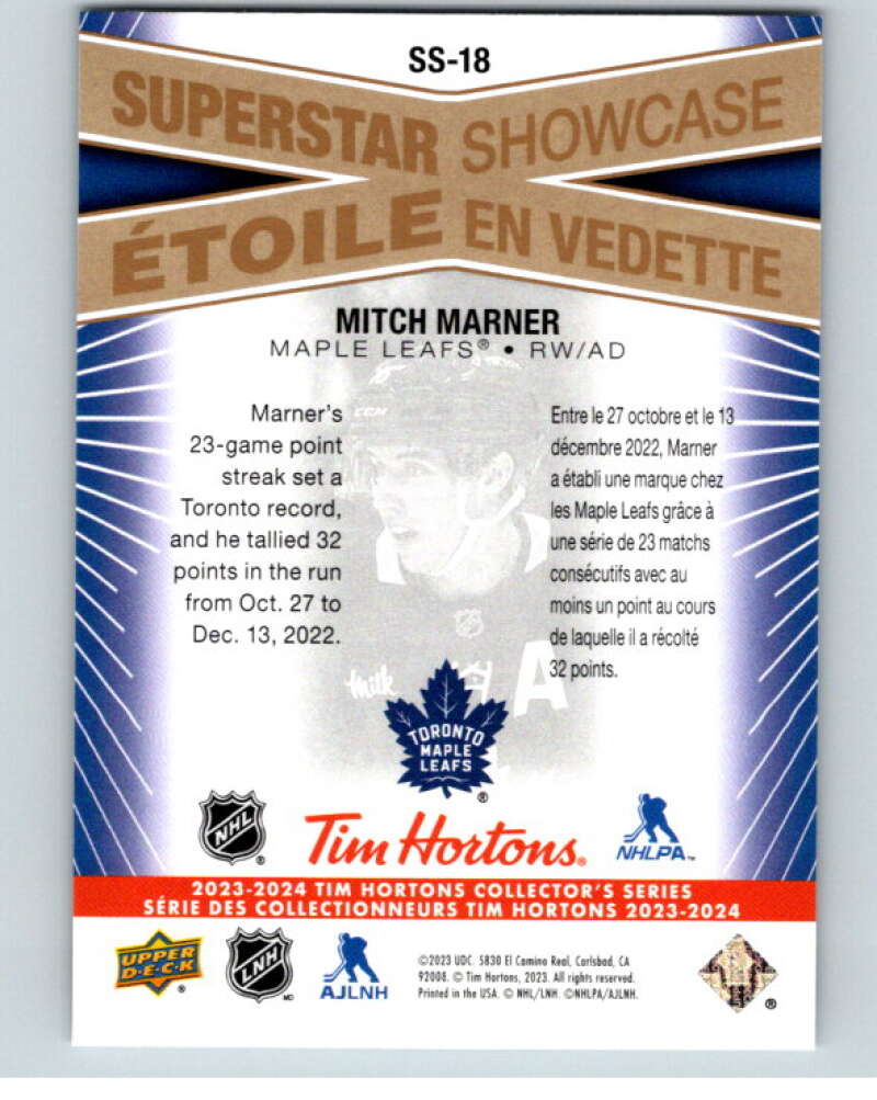2023-24 UD Tim Hortons Superstar Showcase #SS-18 Mitch Marner  Toronto  V96360 Image 2