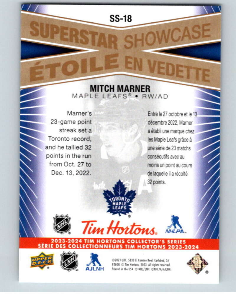 2023-24 UD Tim Hortons Superstar Showcase #SS-18 Mitch Marner  Toronto  V96361 Image 2