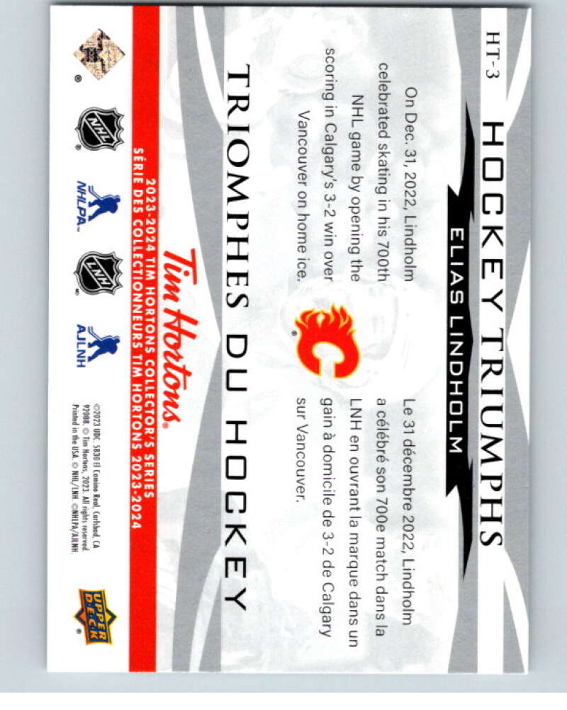 2023-24 UD Tim Hortons Hockey Triumphs #HT-3 Elias Lindholm  Calgary  V96367 Image 2