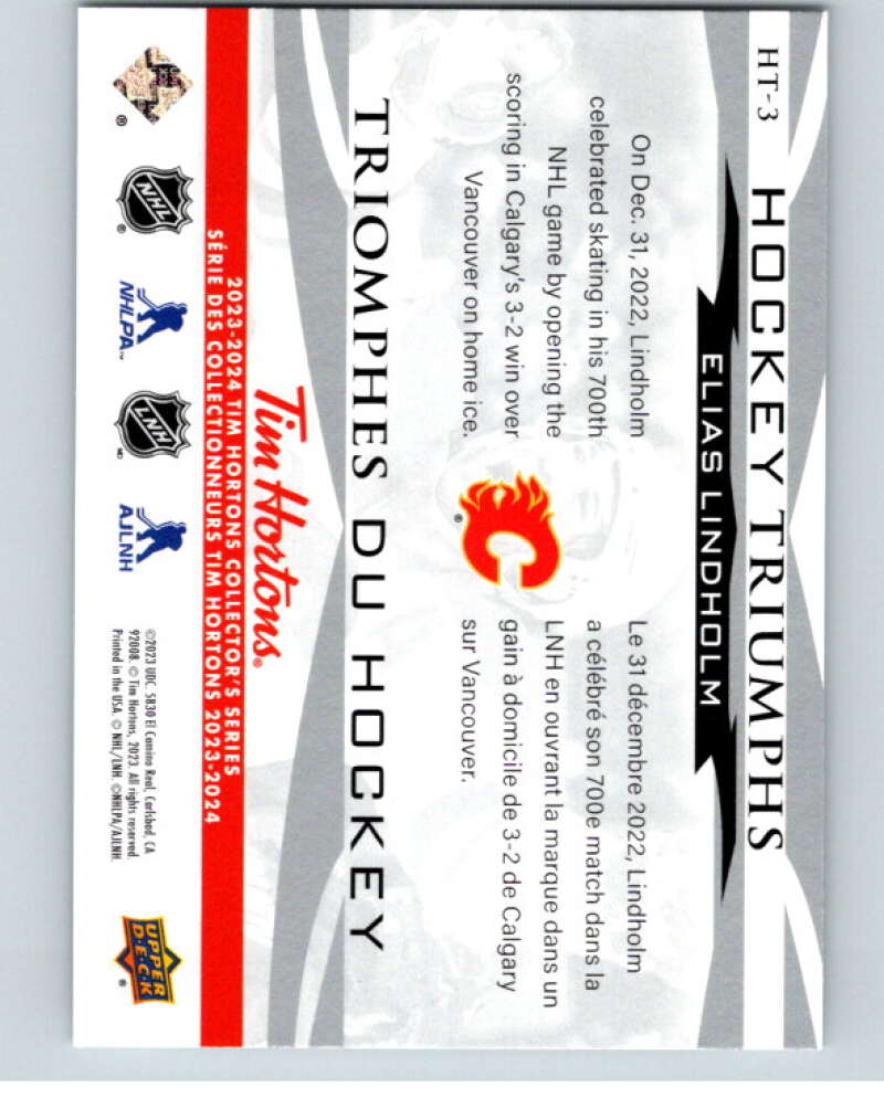 2023-24 UD Tim Hortons Hockey Triumphs #HT-3 Elias Lindholm  Calgary  V96368 Image 2