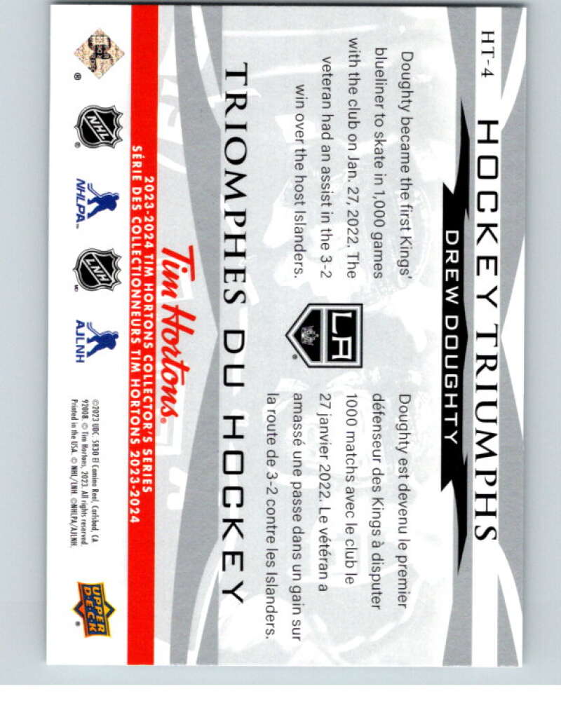 2023-24 UD Tim Hortons Hockey Triumphs #HT-4 Drew Doughty Kings  V96370 Image 2