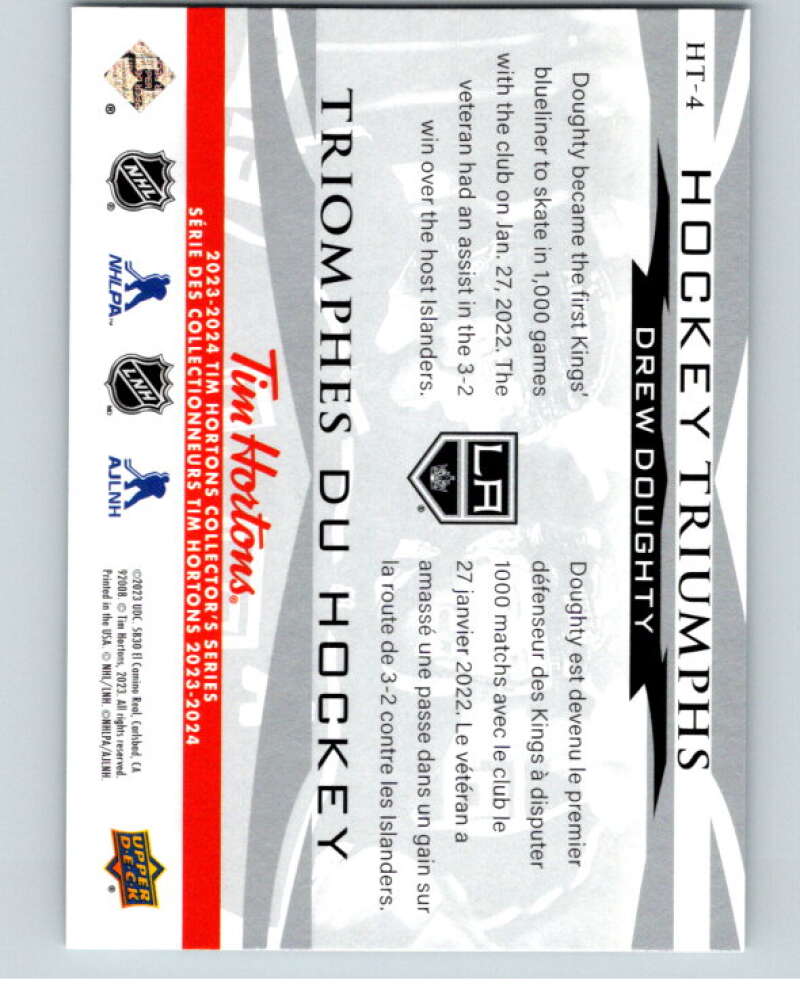 2023-24 UD Tim Hortons Hockey Triumphs #HT-4 Drew Doughty Kings  V96371 Image 2