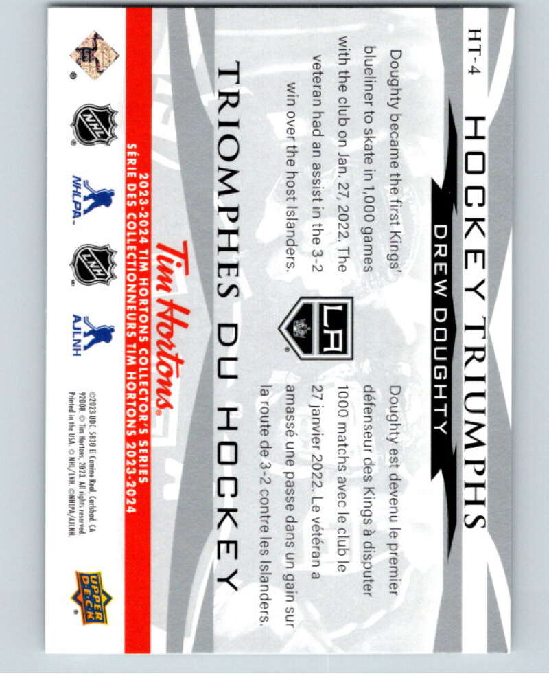 2023-24 UD Tim Hortons Hockey Triumphs #HT-4 Drew Doughty Kings  V96372 Image 2