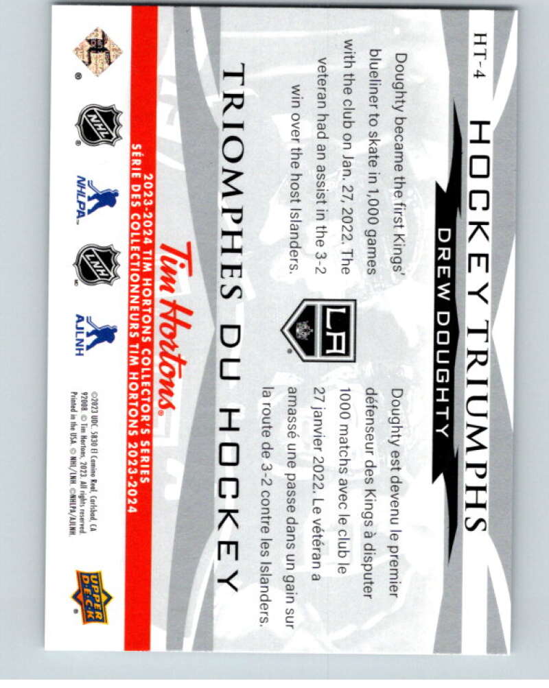 2023-24 UD Tim Hortons Hockey Triumphs #HT-4 Drew Doughty Kings  V96373 Image 2