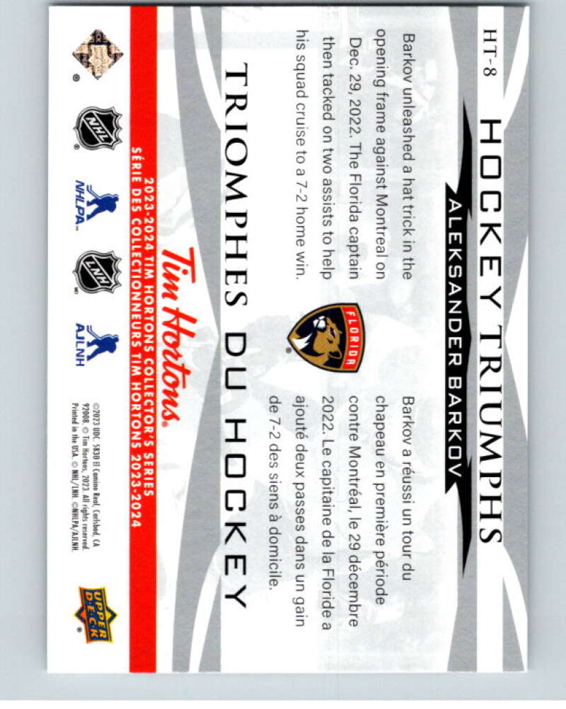 2023-24 UD Tim Hortons Hockey Triumphs #HT-8 Aleksander Barkov  Florida  V96382 Image 2