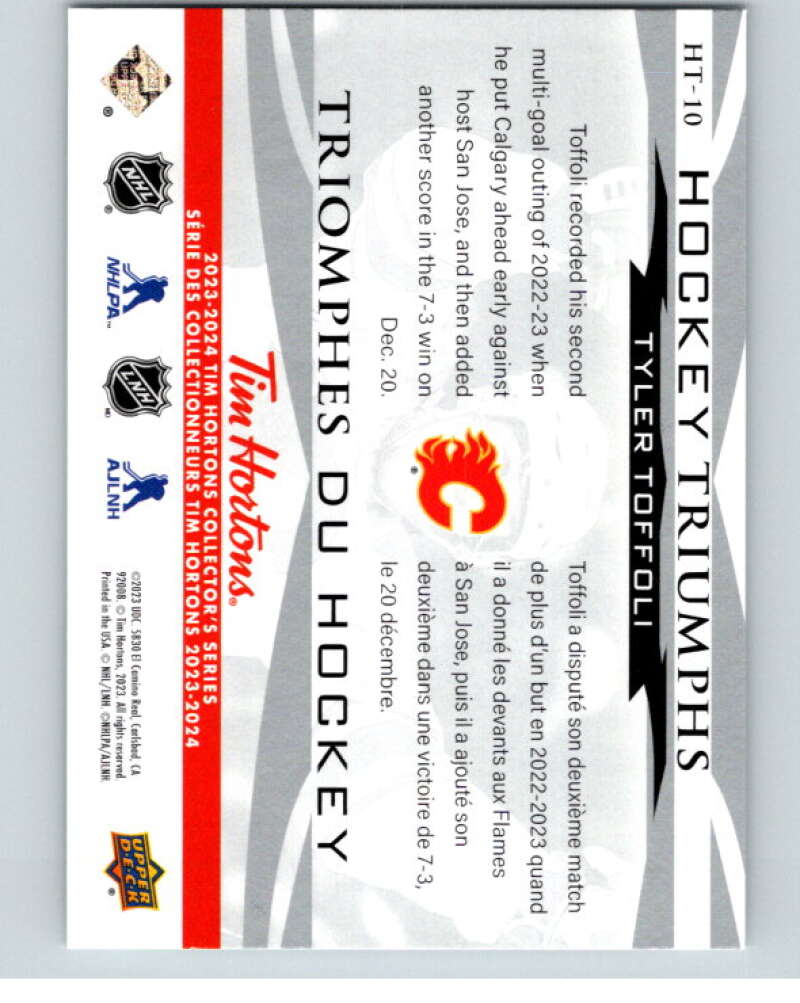 2023-24 UD Tim Hortons Hockey Triumphs #HT-10 Tyler Toffoli Flames  V96390 Image 2