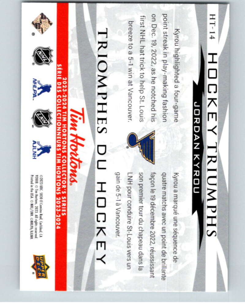 2023-24 UD Tim Hortons Hockey Triumphs #HT-14 Jordan Kyrou Blues  V96399 Image 2