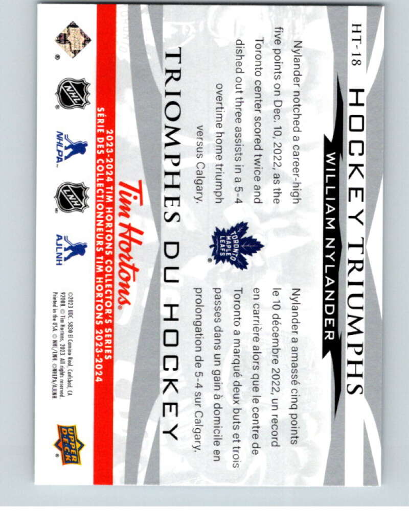 2023-24 UD Tim Hortons Hockey Triumphs #HT-18 William Nylander  Toronto  V96409 Image 2