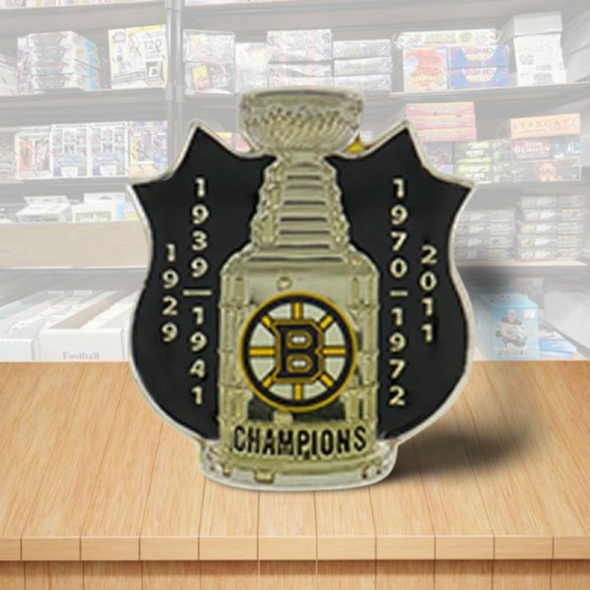 Boston Bruins Stanley Cup Hockey Metal Pin - Sticky Back Backing Image 1