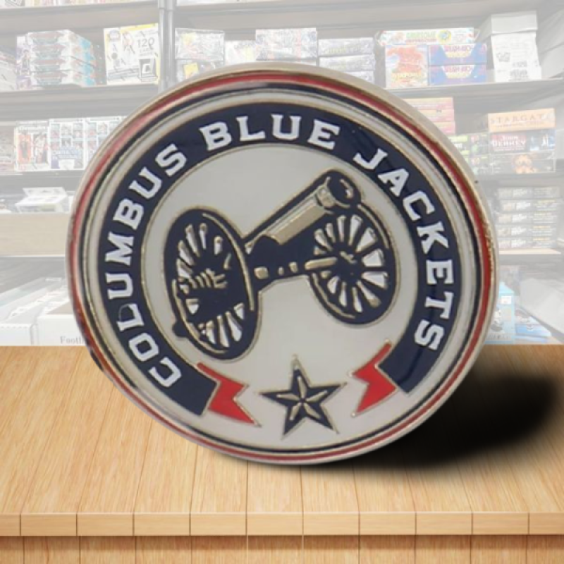 Columbus Blue Jackets 3rd Logo Round Hockey Pin - Butterfly Clutch Backing Image 1