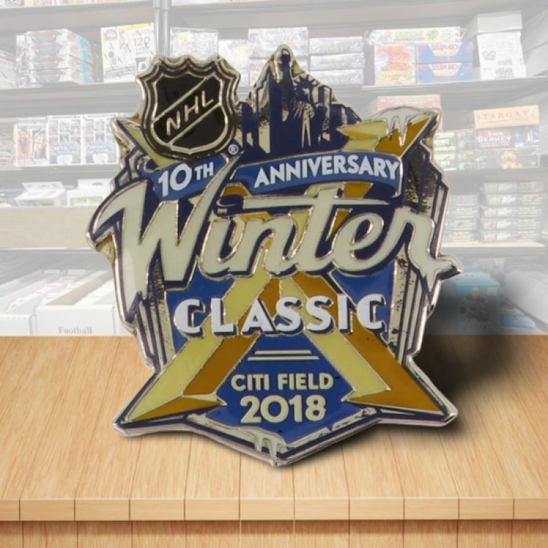 2018 Winter Classic Citi Field 10th Ann. Logo Hockey Pin - Butterfly Clutch Backing Image 1