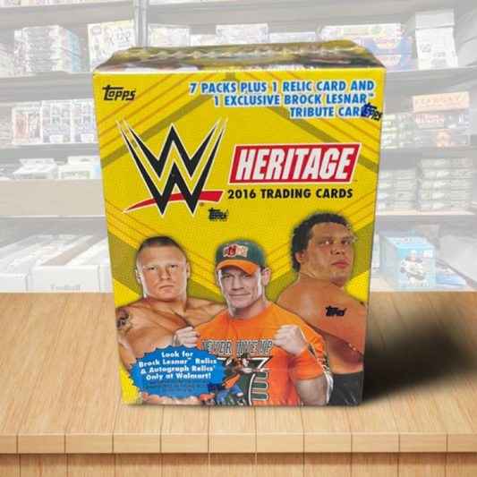 2016 Topps WWE Heritage Wrestling Card Box - Exclusive - 7 Packs + Relic + Tribute Image 1