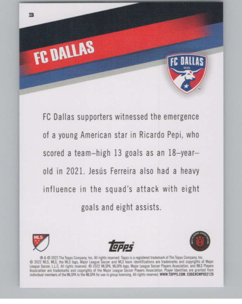 2022 Topps MLS Soccer #3 FC Dallas  FC Dallas  V97487 Image 2
