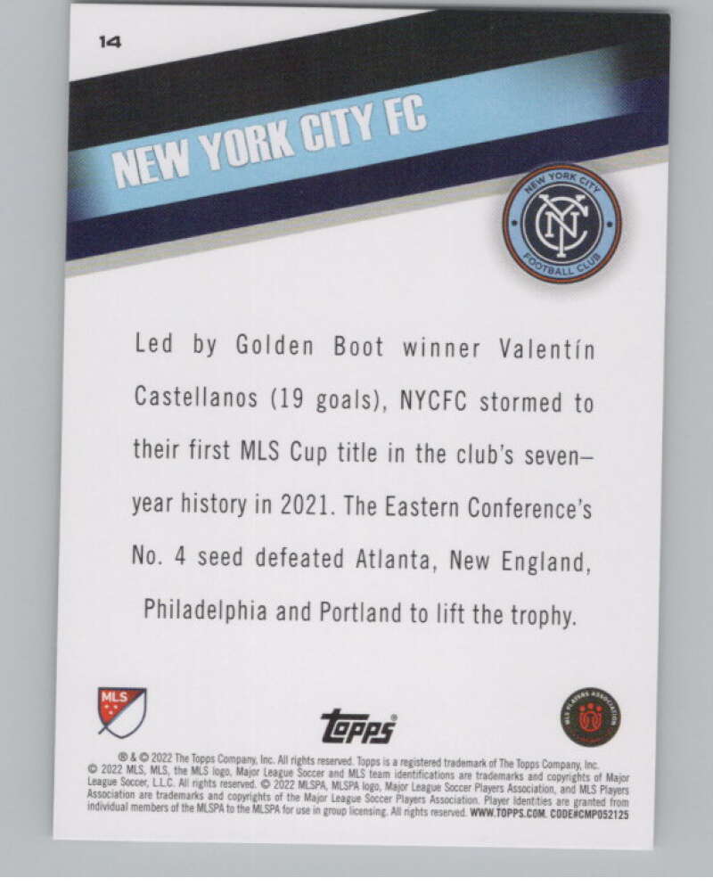 2022 Topps MLS Soccer #14 New York City FC  New York City FC  V97515 Image 2