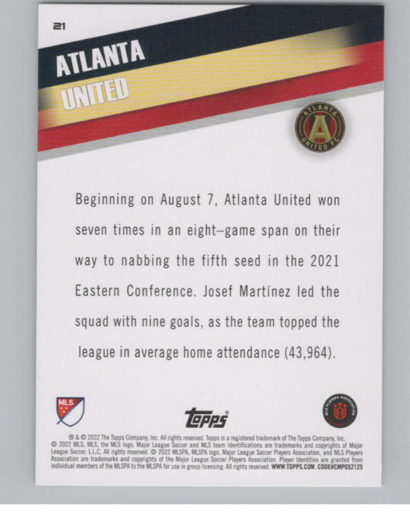 2022 Topps MLS Soccer #21 Atlanta United  Atlanta United  V97532 Image 2