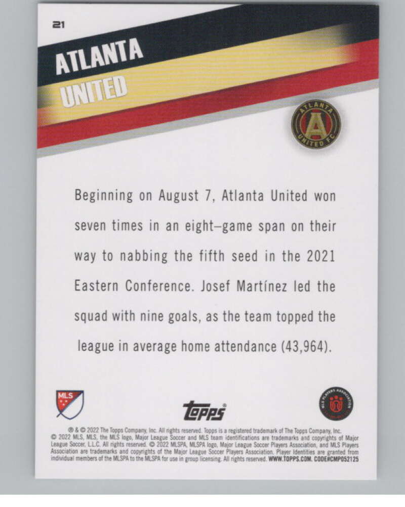 2022 Topps MLS Soccer #21 Atlanta United  Atlanta United  V97533 Image 2