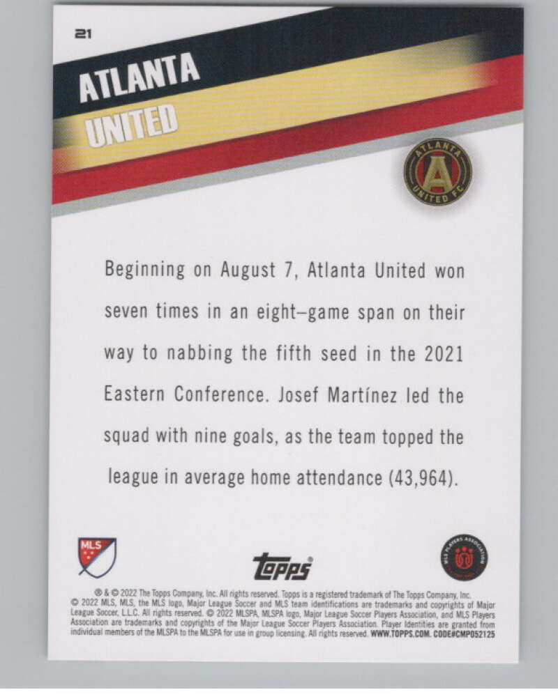 2022 Topps MLS Soccer #21 Atlanta United  Atlanta United  V97534 Image 2