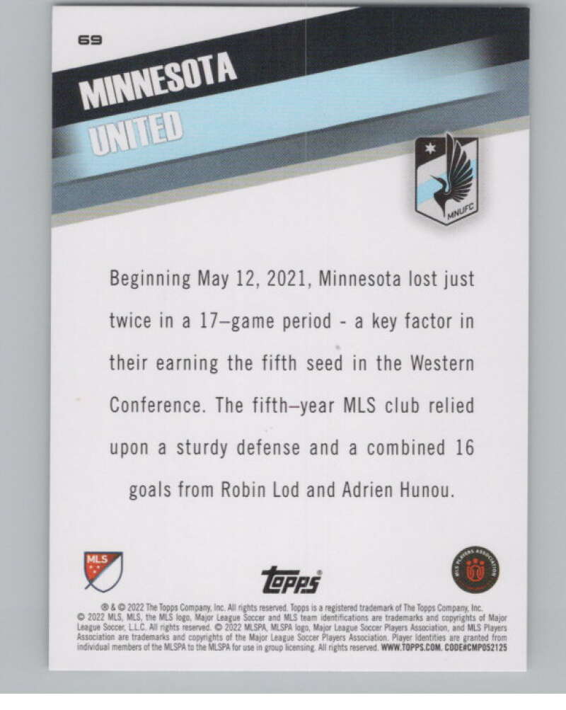 2022 Topps MLS Soccer #69 Minnesota United  Minnesota United  V97643 Image 2