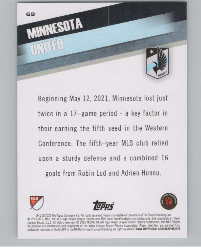 2022 Topps MLS Soccer #69 Minnesota United  Minnesota United  V97644 Image 2