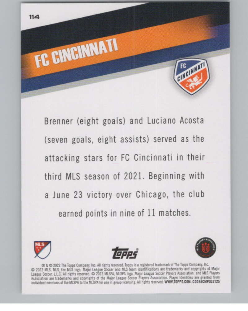2022 Topps MLS Soccer #114 FC Cincinnati  FC Cincinnati  V97753 Image 2