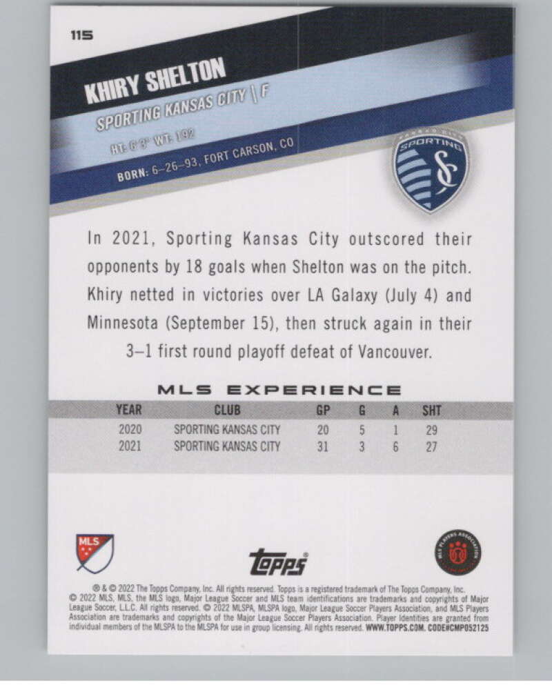 2022 Topps MLS Soccer #115 Khiry Shelton  Sporting Kansas City  V97755 Image 2