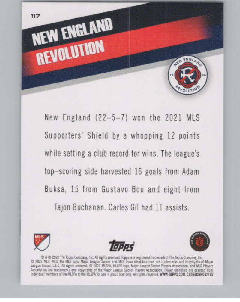 2022 Topps MLS Soccer #117 New England Revolution  New England  V97760 Image 2