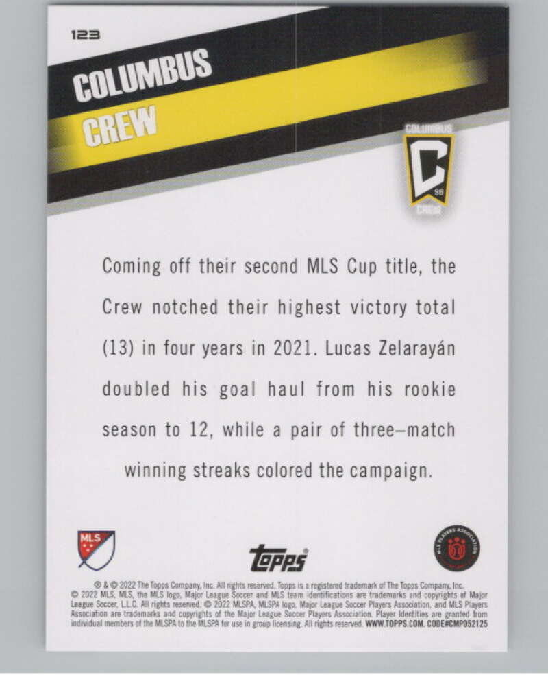 2022 Topps MLS Soccer #123 Columbus Crew  Columbus Crew  V97775 Image 2