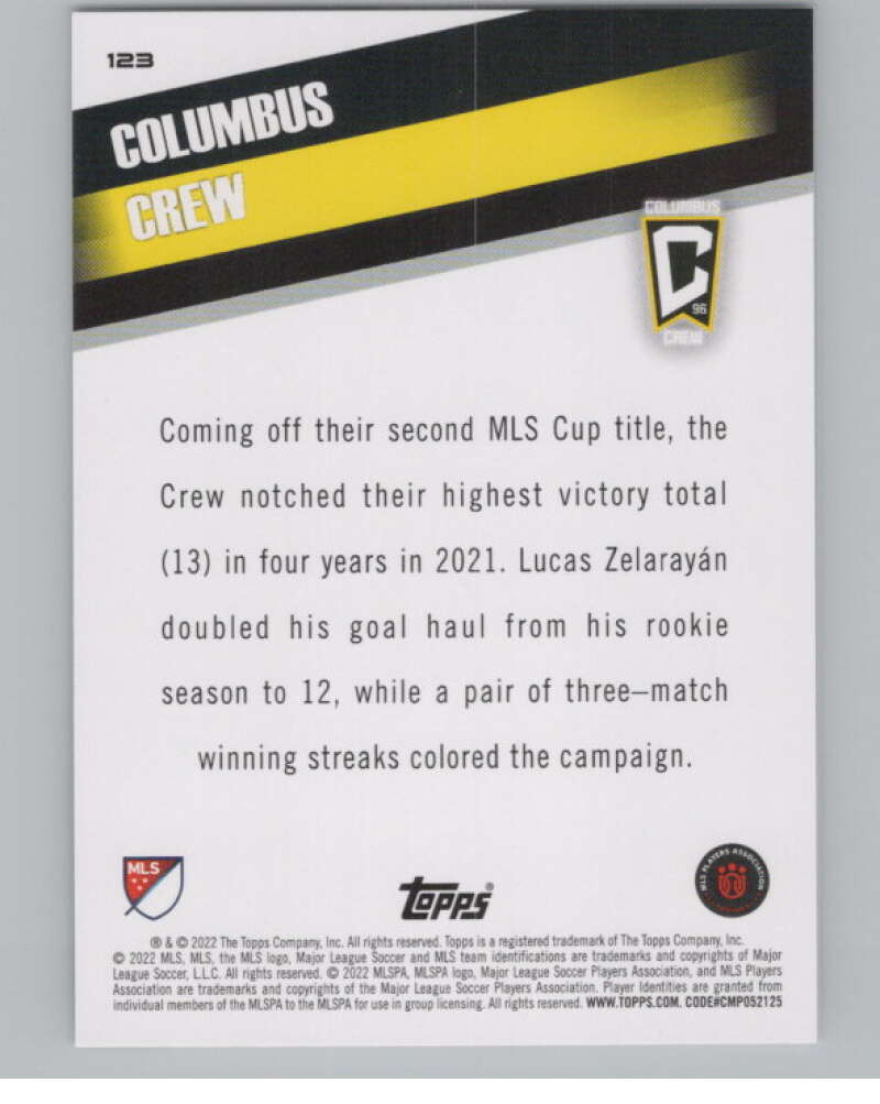 2022 Topps MLS Soccer #123 Columbus Crew  Columbus Crew  V97777 Image 2