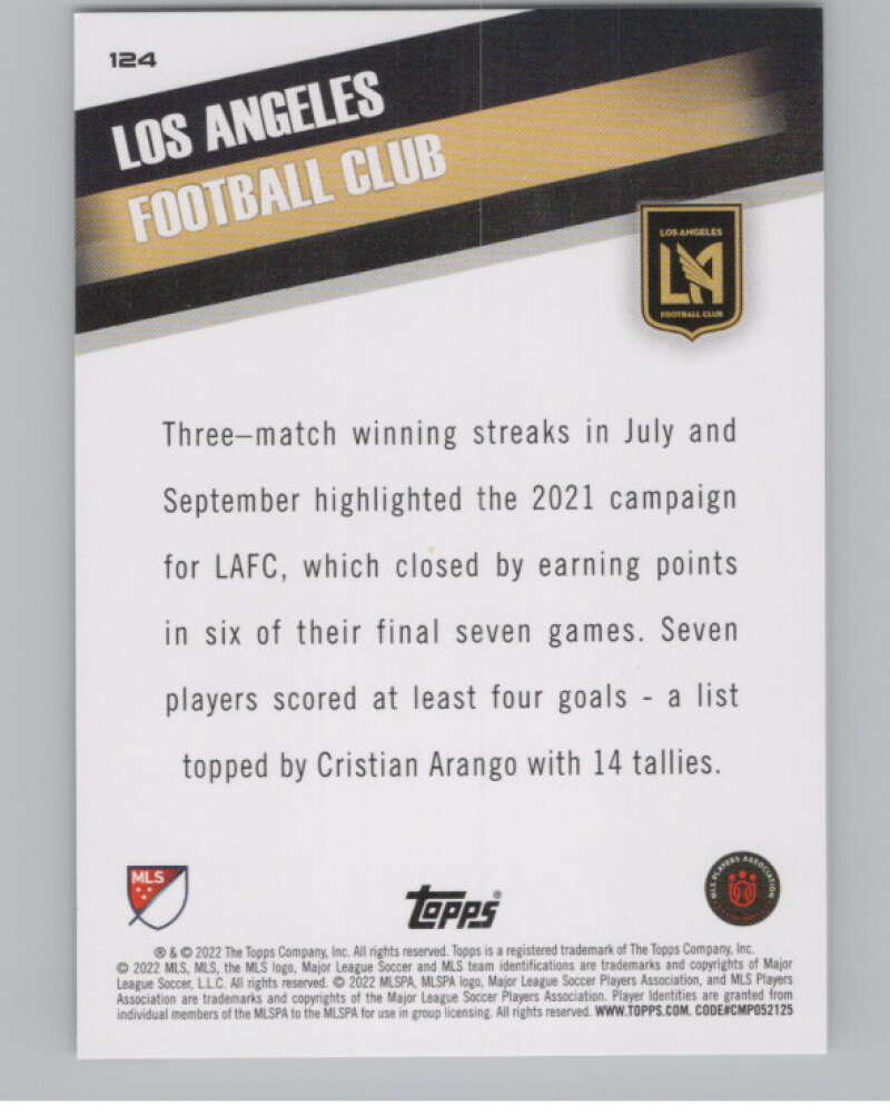 2022 Topps MLS Soccer #124 Los Angeles FC  Los Angeles FC  V97778 Image 2