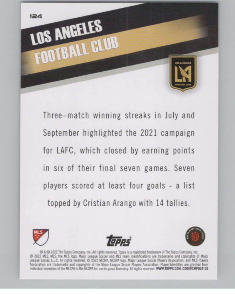 2022 Topps MLS Soccer #124 Los Angeles FC  Los Angeles FC  V97779 Image 2