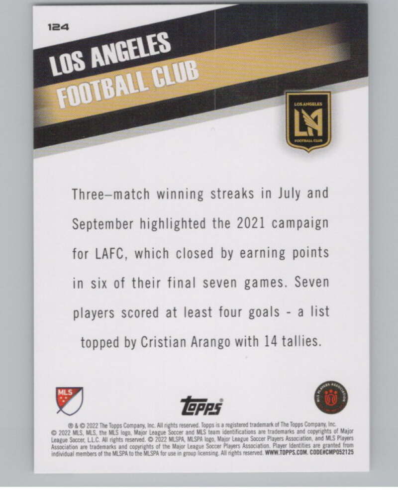 2022 Topps MLS Soccer #124 Los Angeles FC  Los Angeles FC  V97780 Image 2